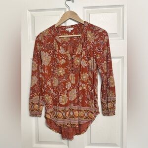 Lucky Brand Floral Terracotta Blouse
